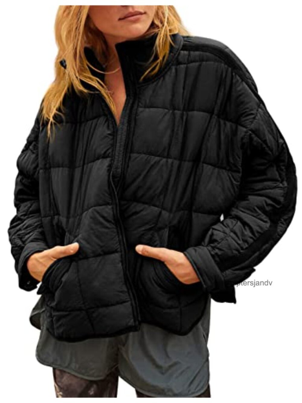 Womens Quilted Puffer Jacket Lightweight Zip Up Short Winter Coat Pockets